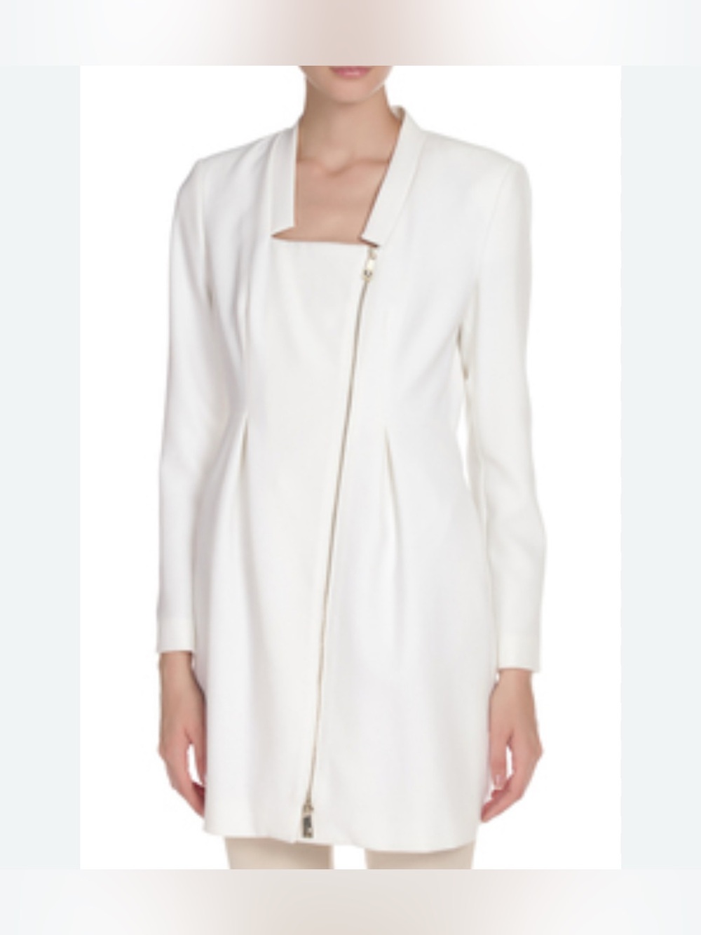 PINKO Cream Asymmetric Diagonal Zip Blazer Mini Dress